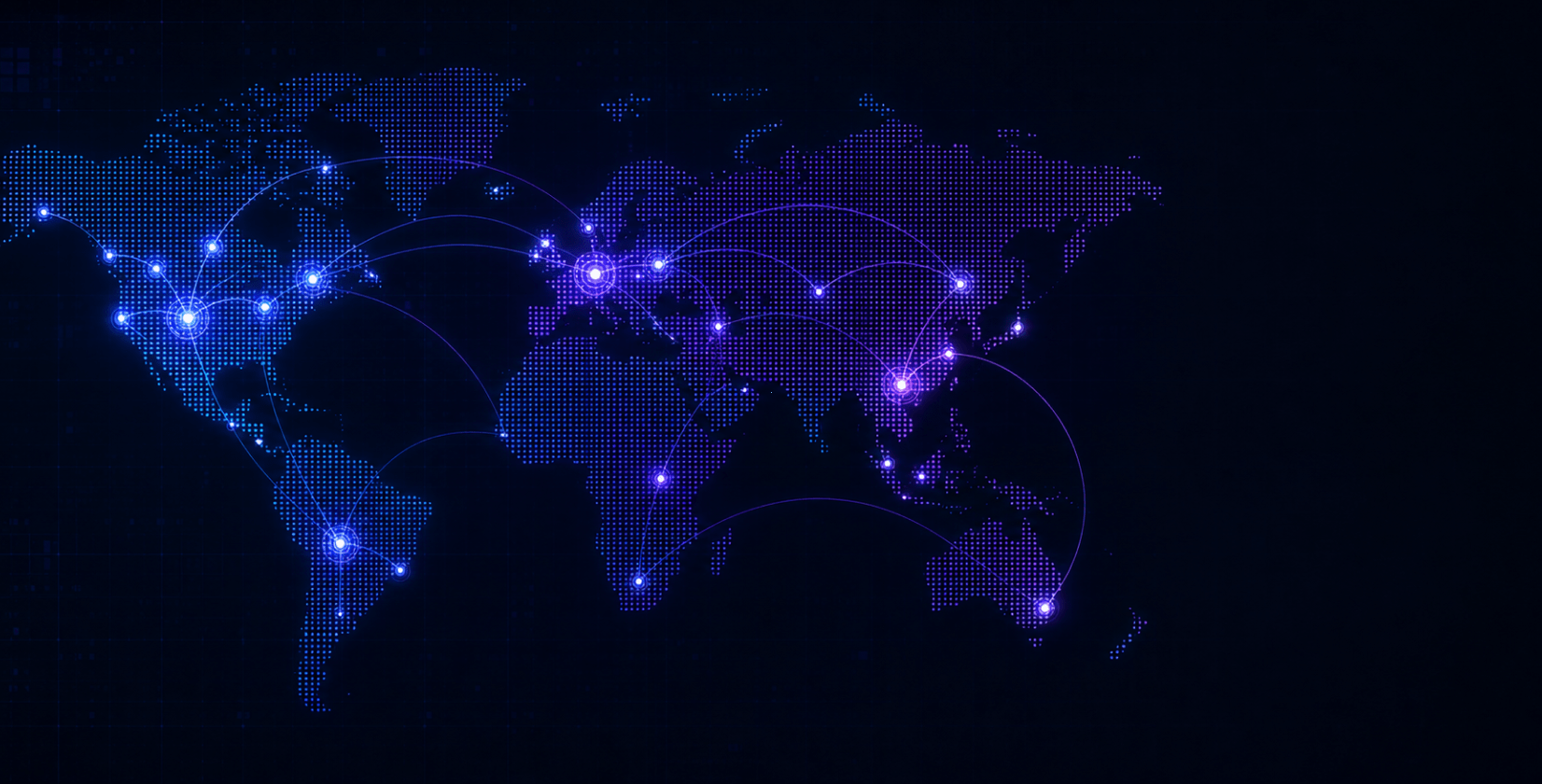 Glowing world network map